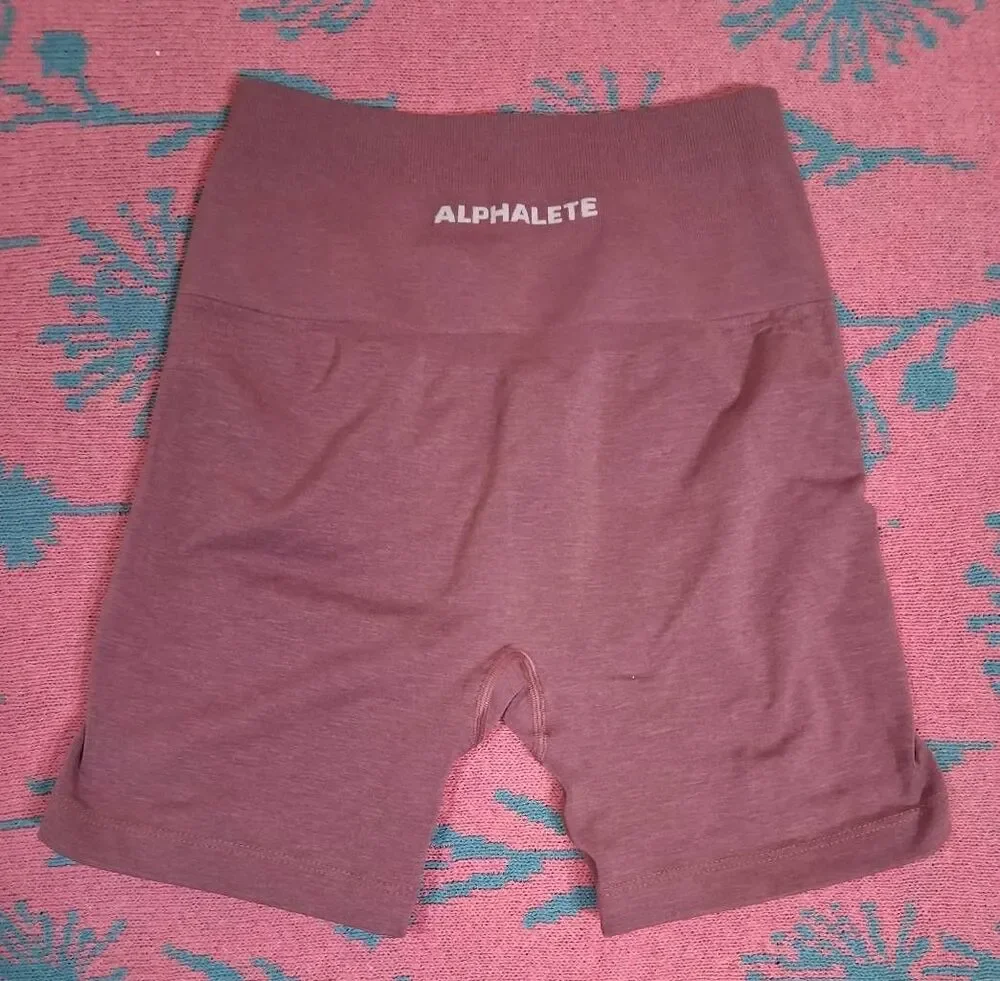 Alphalete womens small bike shorts leggings runningathletic dusty rose seamless